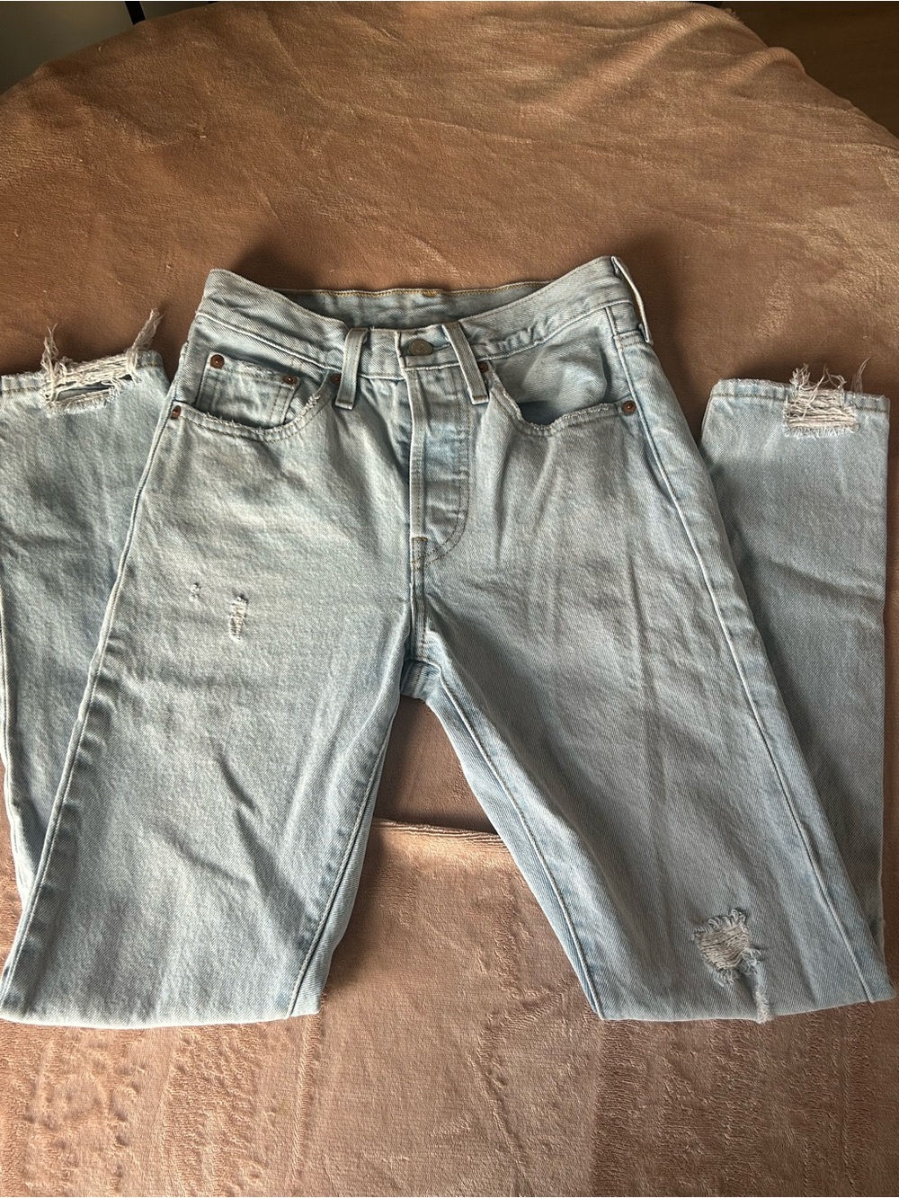 Levi's 501 Skinny Light Wash Distressed Jeans W24